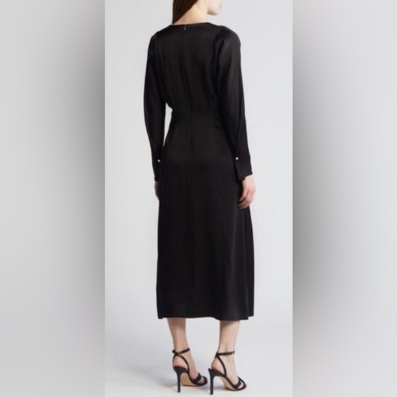 BOSS BLACK: Elegant Long Sleeve Dress with Silver Button Cuffs - Picture 4 of 13